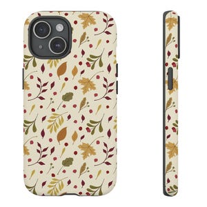 Fundas resistentes - Funda para teléfono de otoño, regalo navideño con lindas hojas de otoño de colores, regalo minimalista y moderno para ella, funda resistente para iPhone 15 y 14