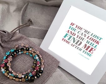 Cyndi Lauper&#39;s Time After Time: If You&#39;re Lost You Can Look And You Will…Custom Beaded Friendship Bracelets w/ Accompanying Framed Quote