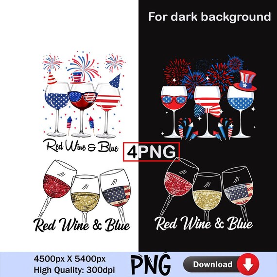 Red Wine and Blue Png Instant Download Red White Blue Png Etsy