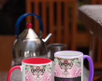 Taza de café floral - Taza de té de cerámica personalizada, decoración del hogar