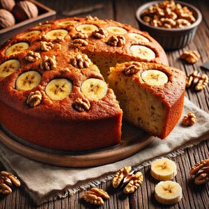 Banana Walnut Sponge Cake Recipe, Digital Download Recipe, PDF File, Recipe Download