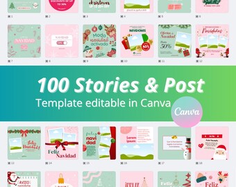 100 plantillas navideñas para Instagram en Canva: Publicaciones, historias y destacados coloridos para redes sociales durante las fiestas, contenido festivo