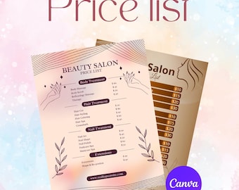Price List Template, Price Sheet, Pricelist Flyer, Pricing Guide Sheet, Salon Business Flyer, Hair Pricing Flyer, Canva Editable Template