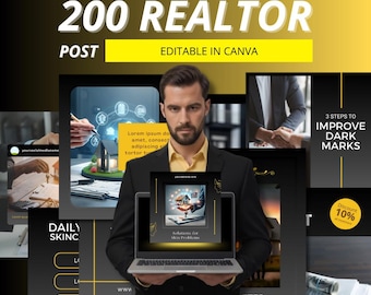 200 Real Estate Instagram Post for Canva | Luxury Realtor Templates | Instagram Canva Template