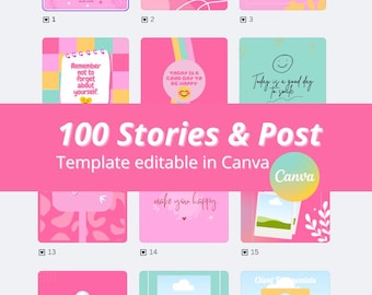 Colorful Editable Instagram Templates: posts and stories in Canva, Basic content creation pack for UGC, influencers, social media managers.