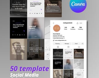 Social Media Manager Instagram 50 sjablonen Pinterest Canva-bundel voor socialmediamanagers, influencers en contentmakers