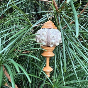 Hand Turned Sputnik Sea Urchin Christmas Tree Ornament Cherry Finial