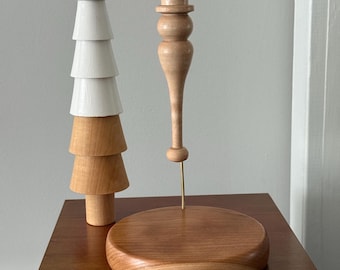 Ornament Display Stand with Hand Turned Cherry or Walnut Base
