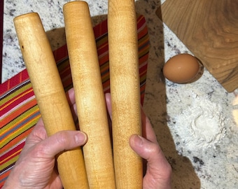 Hand Turned Mini Rolling Pins in Maple and Cherry