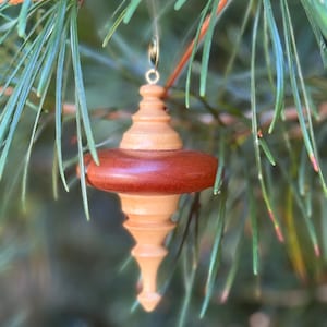 Hand Turned Wooden Globe Christmas Tree Ornament in Cherry and Mahogany