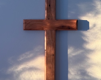 Handcrafted 15” American Wormy Chestnut Wooden Cross