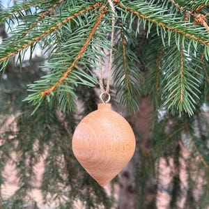 Hand Turned Old Fashioned Bulb Ornament in Beech