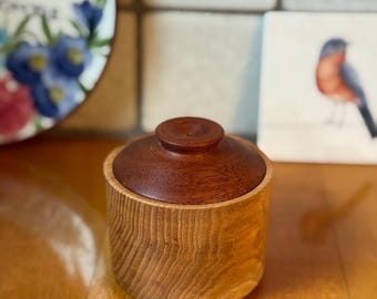 Handturned Oak Lidded Bowl with Mahogany or Walnut Lid