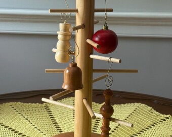 Set of Four Handturned Wooden Christmas Ornaments