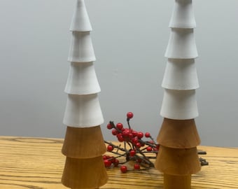 Hand Turned Snow Covered Pine Tree