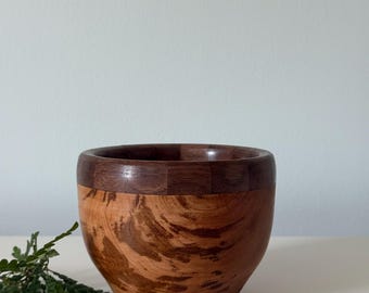 Handturned Spalted Pennsylvania Cherry Bowl with Segmented Rim in Walnut