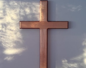 Handcrafted 15 3/4” Solid Wood Cross from Mahogany and Maple