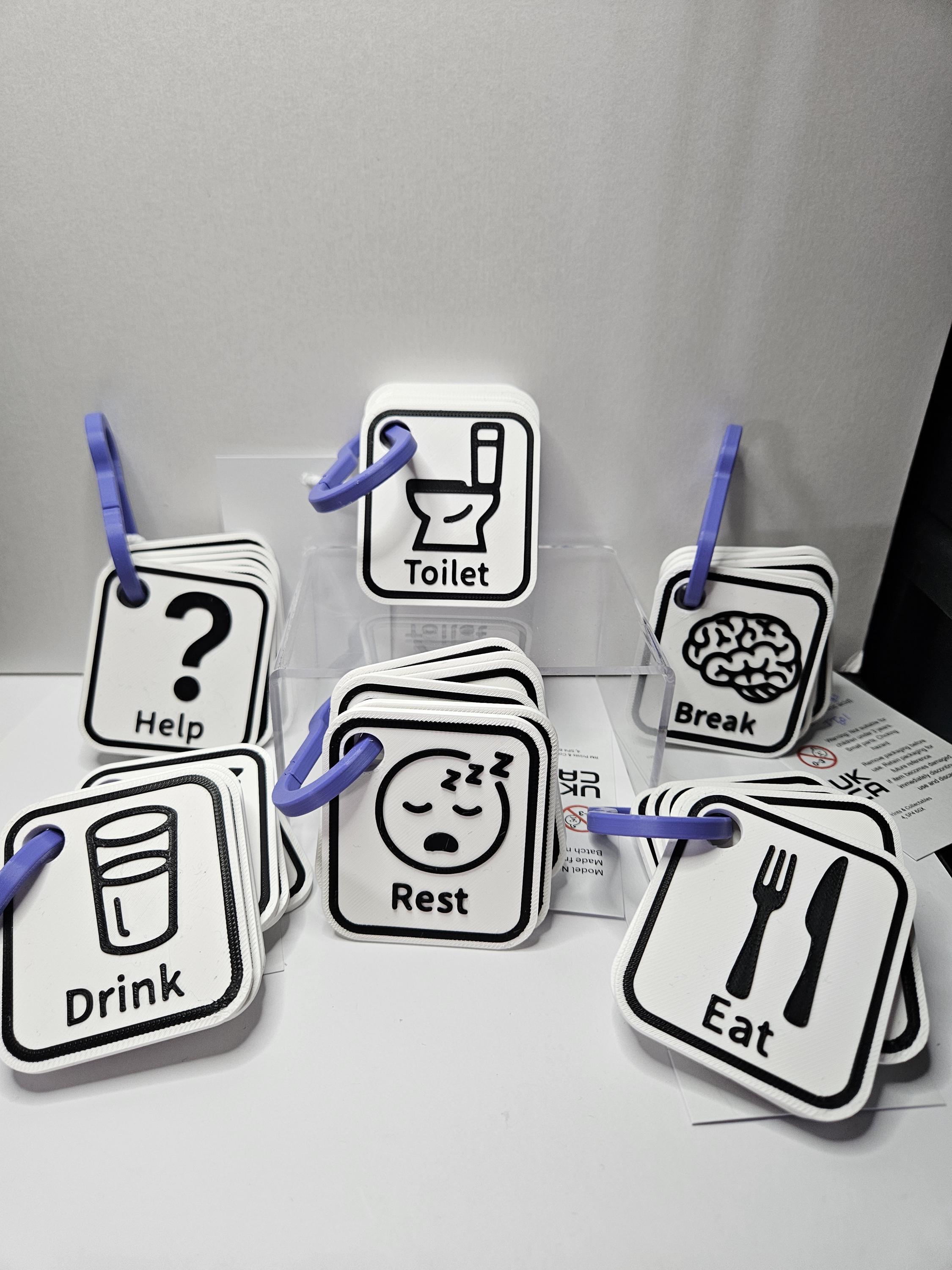 3D Printed Basic Needs Communication Tags – SEN Visual Support Set (6 ...