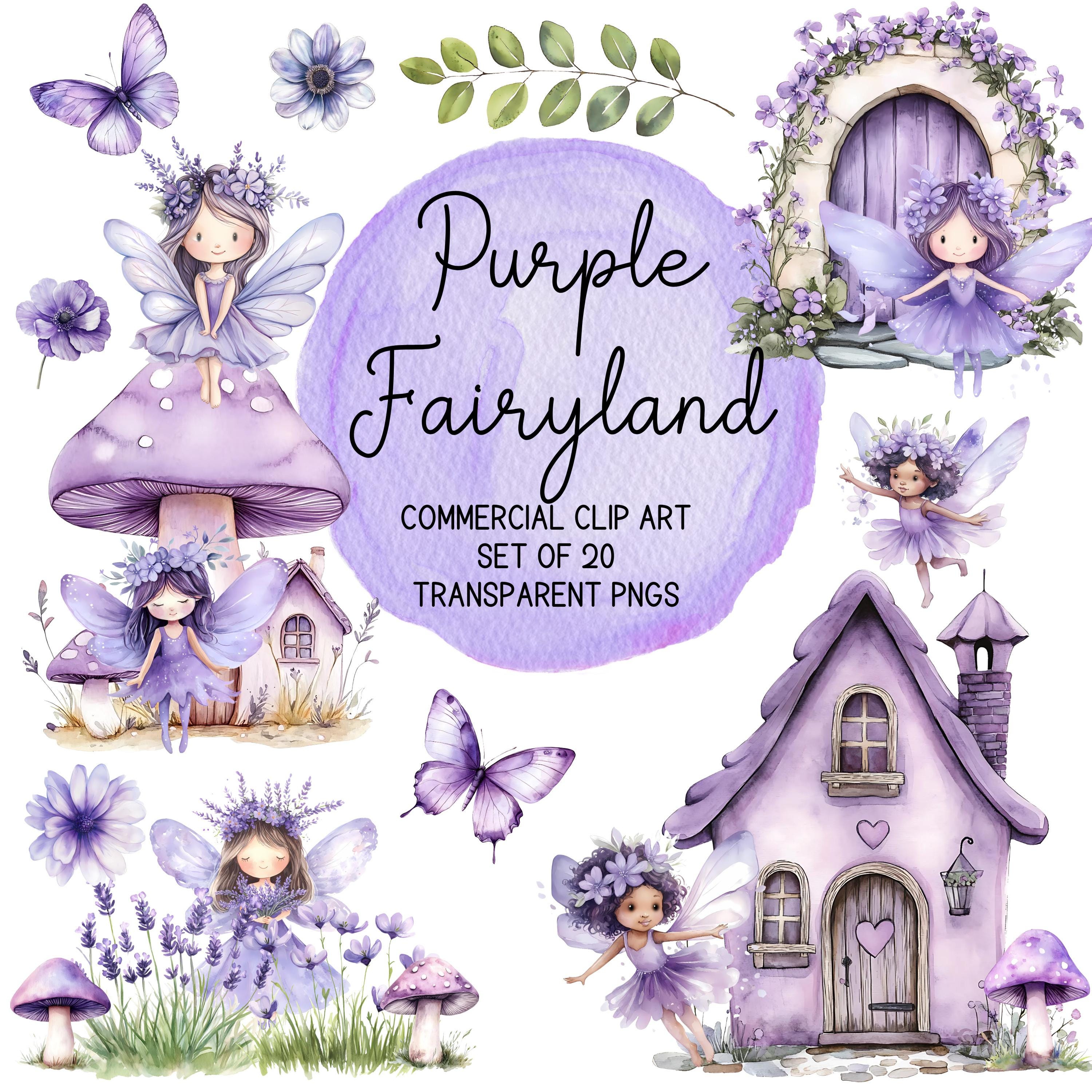 Purple Fairy Clipart Set: Butterfly, Mushrooms, Door (20 PNG Files) - Etsy