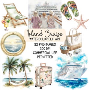 Island cruise clip art PNG-Travel clip art- Vacation clip art-Girls trip clip art- Cruise ship clip art- for scrapbooking, junk journals