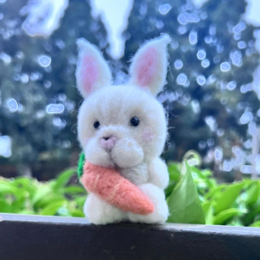 Needle Felted Bunny With Carrot | Custom Soft Sculpture Art Doll ...