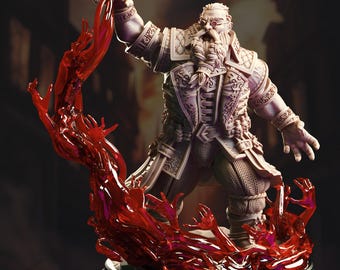 Dwarf Warlock Miniature Resin 3D Printed Blood Magic Mage for DnD Tabletop RPG Dark Fantasy Gaming Gift for Gamers Painters