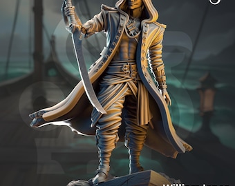 Undead Pirate Revenant Miniature William Jones Cursed Swashbuckler Mini Ghost‑Ship Duelist Undead Pirate Hero for DnD or Pathfinder