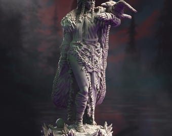 Female Vampire Mage Miniature 3D Printed Resin Vampire Hemomancer TTRPG Character Unpainted Fantasy Model Blood Sorcerer