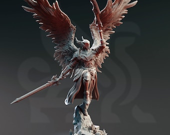 Angel Warlord Miniature 3D Print Resin Figure Celestial Knight Guardian Horauthin Father of War and Peace Aasimar Paladin Celestial Paladin