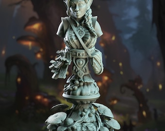 Halfling Druid Bust 3D Printed Display Model Cordelia Miniature Halfling Forest Druid Bust Collectible Figure Female Druid Bust Halfling