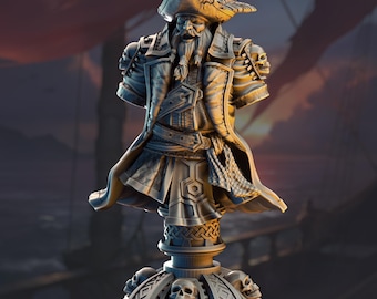 Pirate Captain Bust Dwarf Pirate Bust Baradin Blackbeard Bust 3D Printed Resin Display Model Baradin Blackbeard Painting Figure Display Mini