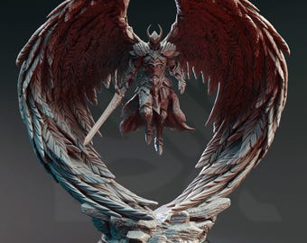 Angel Knight Miniature 3D Printed Resin Figure Ascended Paladin Guardian Paintable Centerpiece for DnD Pathfinder TTRPG Aasimar Paladin