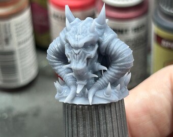 Horned Demon Miniature Paint Bottle Topper Fantasy Spikey Demon Head Dropper Bottle Paint Swatch Cap Spiked Horn for Dropper Speedpaints
