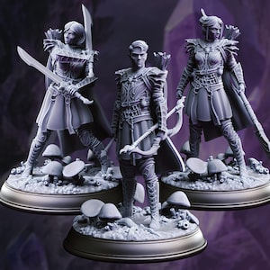 Drow Soldier Miniature Set DnD Dark Elf Warriors Resin Minis For Dungeons And Dragons Pathfinder TTRPG Daggerheart Painters