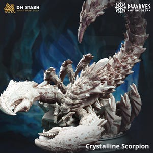 Crystalline Scorpion Giant Underdark Monster 32mm Resin Miniature With Scenic Base Armored Scorpion | Dungeon Boss 3D Printed