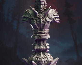 Vampire Lord Bust Miniature 3D Printed Resin Display Piece TTRPG Terrain Statue Paintable Fantasy Model Gothic Decor Undead King Bust