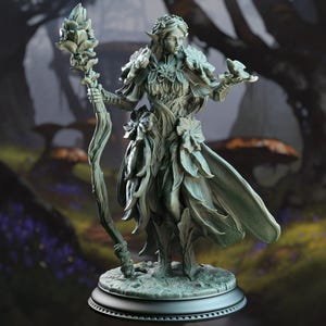 Feywalker Elf Caster Miniature Synoria DnD Female Mage 3D Printed Resin Mini for TTRPG Elf Druid Miniature Fantasy Caster Female Mage Court