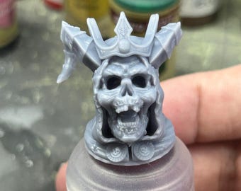 Lich King Miniature Paint Bottle Topper Undead Wizard Dropper Bottle Cap Resin Paint Swatch Lid Undead Sorcerer Paint Bottle Topper