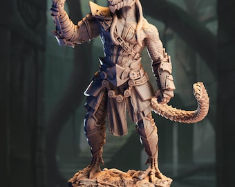 Black Dragonborn Steeljaw Fighter Miniature 3D Printed Resin TTRPG Armored Melee Champion Dragonkin Fighter Miniature Armored Swordmaster