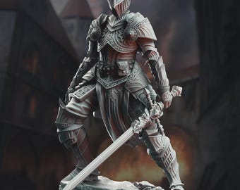 Female Knight Miniature 3D Printed Resin Paladin Heroine TTRPG Commander Miniature Armored Female Warrior Miniature Grimdark Female Knight