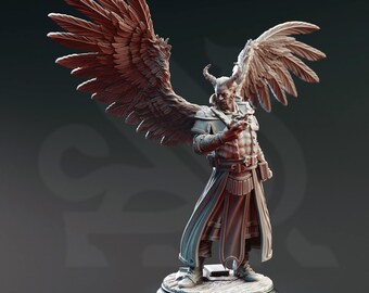 Tiefling Sorcerer Miniature 3D Printed Resin Figure Winged Divine Soul Redeemer Winged Tiefling Sorcerer Dungeons and Dragons Pathfinder