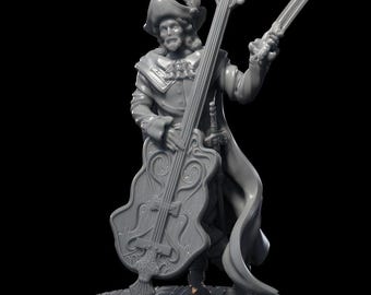 Dashing Bard Miniature Playing Cello For TTRPG Dungeons And Dragons Pathfinder Tabletop Roleplaying Games In Multiple Scales For Painting