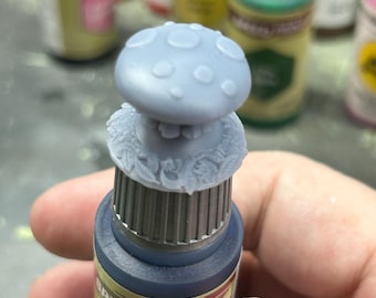 Mushroom Paint Bottle Topper Fantasy Mushroom Cap Dropper Bottle Swatch Cap for Hobby Paints and Miniatures
