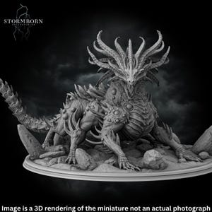 Basilisk King Miniature 3D Printed Model for Dungeons and Dragons Pathfinder RPG Tabletop Games Fantasy Creature Collectible Gift