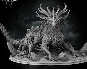 Basilisk King Miniature 3D Printed Model for Dungeons and Dragons Pathfinder RPG Tabletop Games Fantasy Creature Collectible Gift