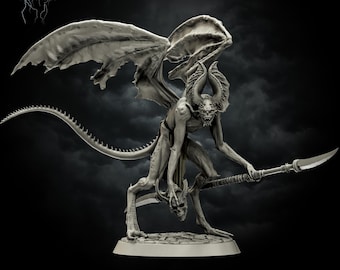 Vyrkol Demon 3D Printed Dungeons And Dragons Pathfinder Two Scales 32mm And 75mm Great RPG Gift For Gamers