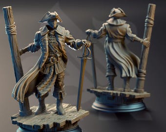Warforged Pirate Swashbuckler Miniature 3D Printed Resin Soulforged Pirate Duelist Warforged Rapier Captain Hero for DnD Pathfinder