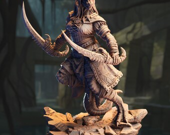 Black Dragonborn Rogue Shadow Assassin 3D Printed Black Dragonborn Stealth Assassin Resin Figure Rogue Dragonborn RPG Shadowblade Assassin
