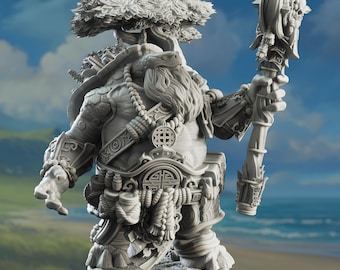 Turtlefolk Druid Forest Guardian 3D Printed Miniature Elki The Wanderer DnD Miniature