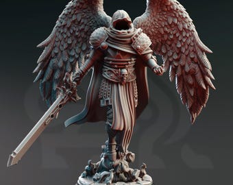 Reaper Angel Miniature 3D Printed Resin Figure Fallen Celestial Paladin Soul Bringer Boss for DnD Fallen Angel Paladin TTRPG